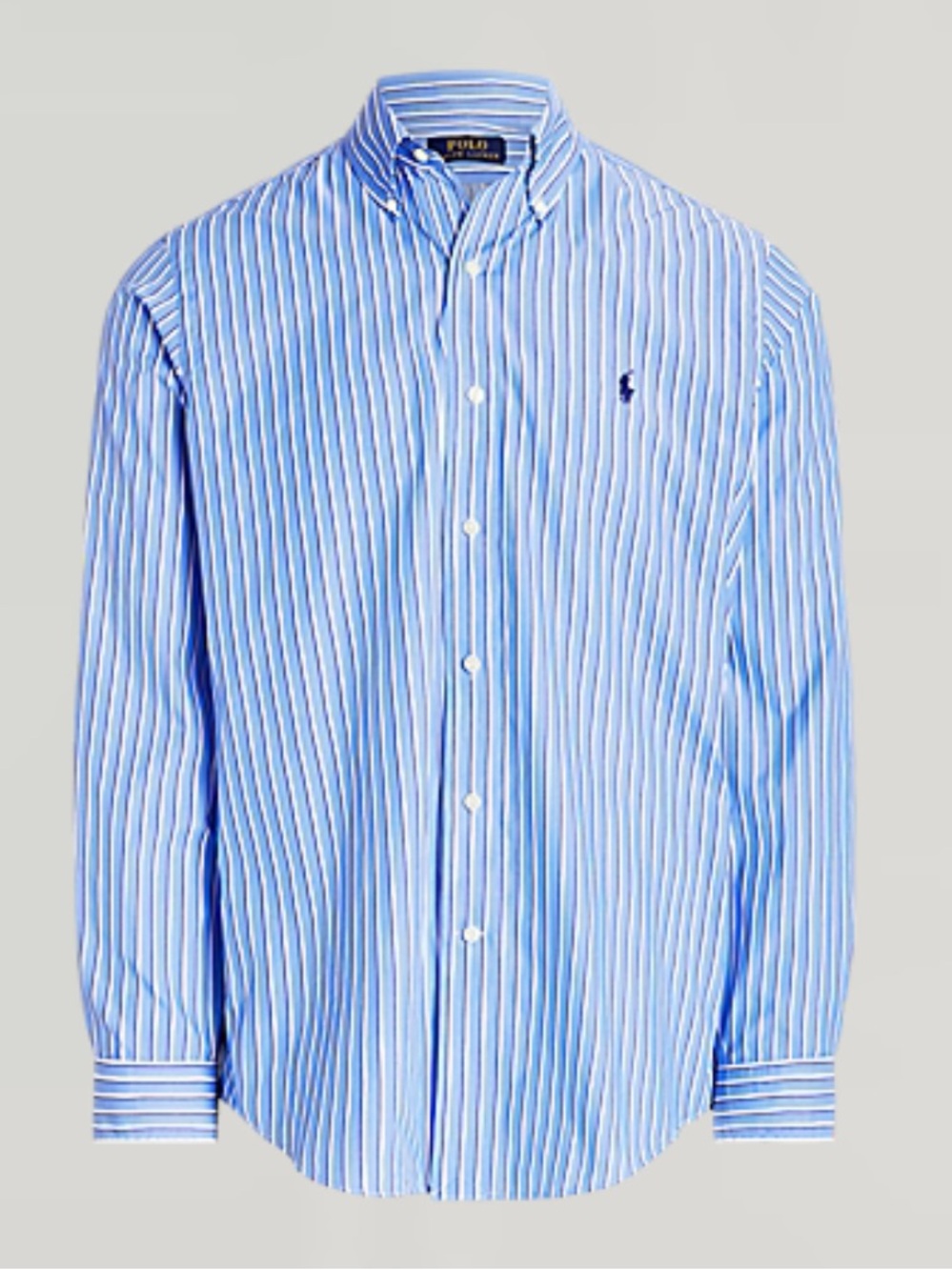 Polo Ralph Lauren Performance Blue and White Striped Button-Down Shirt Sz L
